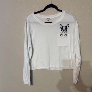 White Shirt with Dog Graphic